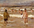 Niños bañándose en el mar 1899 Max Liebermann Impresionismo alemán